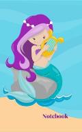 Notebook: A Purple Hair Mermaid Princess Cute Small College Ruled Composition Journal Planner Diary Organizer 5x8 Size Blank Lin