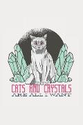 Cats and Crystals Are All I Want: Cute Cats Quote Design for Cat Lovers (6 x 9 Notebook Journal)