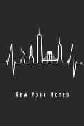 New York Notes: NYC Heartbeat Skyline Notebook NY Journal Diary Planner Gift For New York City Lovers Residents Visitors (6 x 9, 120 P