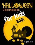 Halloween Coloring Book for Kids Ages 3-5 BOO!: Large Print for Adults, Seniors, Toddlers, and Preschoolers, Simple Designs, Haunted House and Yellow