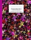 Composition Book Hot Pink with Colorful Stars Wide Ruled