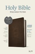 KJV Large Print Premium Value Thinline Bible Filament Enabled Edition Red Letter LeatherLike Dark Brown Tile