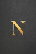 N: Executive Monogram Initial Journal (Vintage Leather Look Personalized Letter Notebooks)