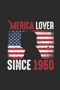 Merica Lover Since 1960: Dotted Bullet Grid Notebook - Journal for Birthday Gift Idea and All American