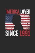 Merica Lover Since 1991: Graph Paper Notebook / Journal (6 X 9 - 5 Squares per inch - 120 Pages) - Gift Idea for American, US Flag, Birthday
