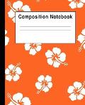 Composition Notebook: tropical orange plumeria floral