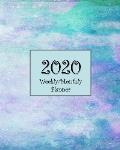 2020 Weekly & Monthly Planner: Agenda Book Calendar - Blue Purple and Teal Watercolor Design
