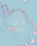 You Got This: Inspirational Quote Notebook, Soft Blue Marble and Gold 7.5 x 9.25, 120 College Ruled Pages
