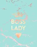 Boss Lady: Inspirational Quote Notebook, Beautiful Blue Marble and Rose Gold - 8 x 10, 120 College Ruled Pages