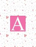 A: Monogram Initial C Notebook for Women and Girls-Geometric pink and White-100 Pages 8.5 x 11