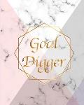 Goal Digger: Gift Luxury Marble Glossy Pink Purple Faux Gold Print Softcover Notebook Journal