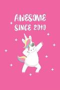 Awesome Since 2010: Dabbing Unicorn 8th Birthday Diary Keepsake For Girls