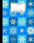 Unruled Composition Notebook. 8 X 10. 120 Pages. Winter and Christmas Time: Christmas Holiday Season Notebook. Cool Winter White Snow Crystals on Blue