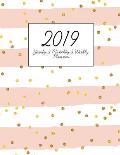 2019 Weekly Planner: Yearly Monthly and Weekly Planner with Address Contact Organizer Paper 2019 Calendar with College Ruled Paper and Grid
