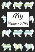 My Planner 2019: Chow Chow Dog Pattern Black Weekly Planner 2019: 12 Month Agenda - Calendar, Organizer, Notes, Goals & to Do Lists