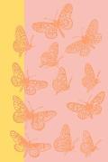 Wide Ruled Notebook: Cute Butterflies Illustration Paperback Cover in Pretty Pink and Orange