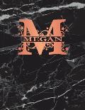 Megan: Personalized Sketchbook 8.5 X 11. Monogram Letter M Sketch Pad/Journal/Note Book. Black Marble & Rose Gold Cover. Dood