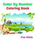 Color By Number Coloring Book For Kids: Large Print Color By Number Butterflies and Flowers Adult Coloring Book For Kids